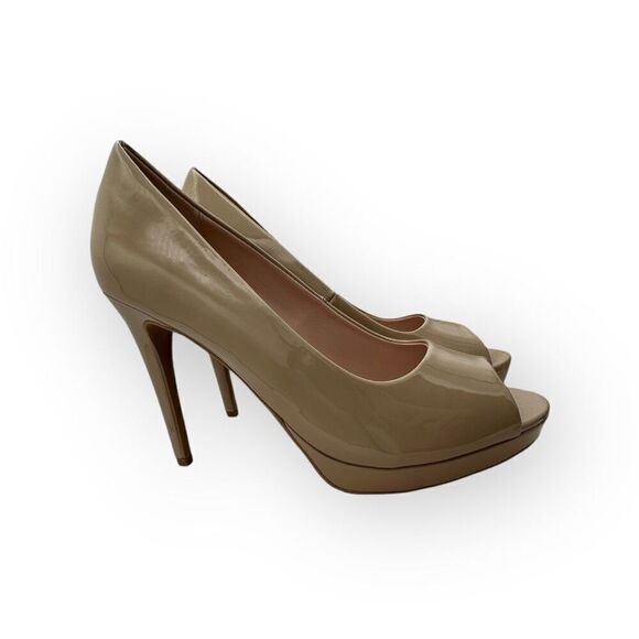 Chinese Laundry Womens Peep Toe Slip-On Fia Pump Heel Shoes Natural Size 9.5 - Picture 1 of 12